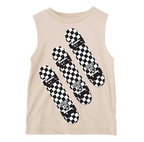 Skateboard Checks Muscle Tank, Natural (Infant, Toddler, Youth, Adult)