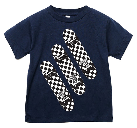 Skateboard Checks Tee, Navy  (Infant, Toddler, Youth, Adult)