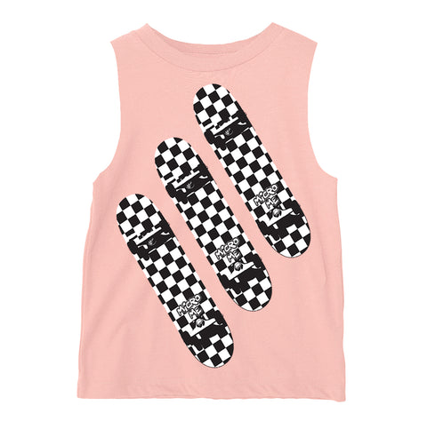 Skateboard Checks Muscle Tank, Peach (Infant, Toddler, Youth, Adult)