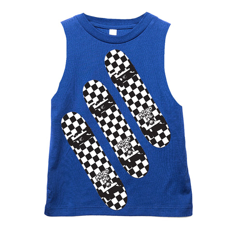 Skateboard Checks Muscle Tank, Royal (Infant, Toddler, Youth, Adult)