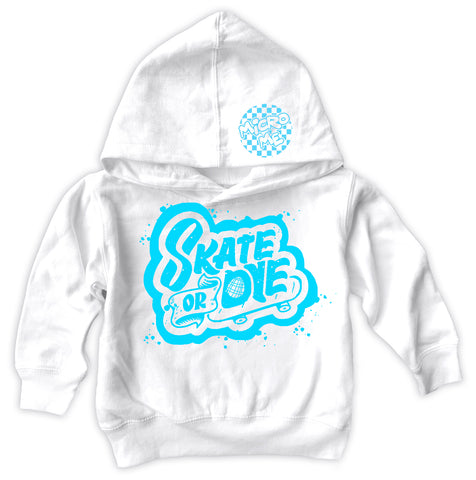 SKATE or DYE, Hoodie-White (Toddler, Youth, Adult)