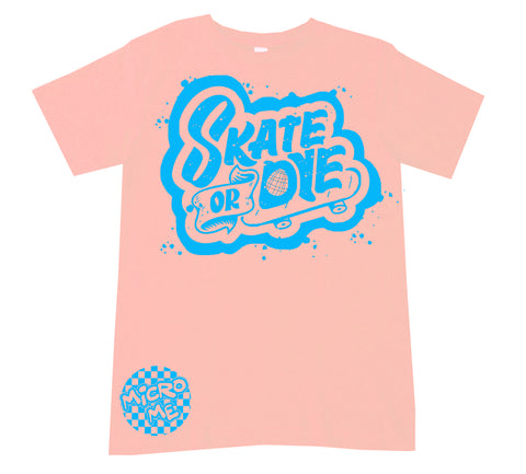 Skate or DYE Tee,  Peach (Infant, Toddler, Youth, Adult)