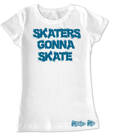 SR-Skaters Gonna Skate Fitted Tee, White/Teal(Youth, Adult)