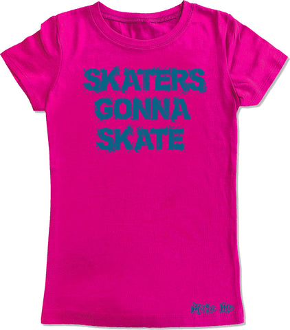 SR-Skaters Gonna Sk8 Fitted Tee, Hot Pink/Teal(Youth, Adult)