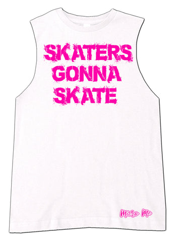 SR-Skaters Gonna Skate Muscle Tank, White/HP (Infant, Toddler, Youth)