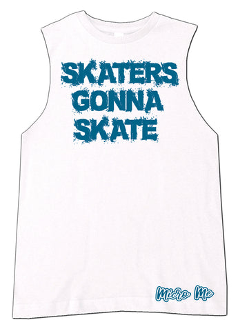 SR-Skaters Gonna Skate Muscle Tank, White/Teal (Infant, Toddler, Youth)