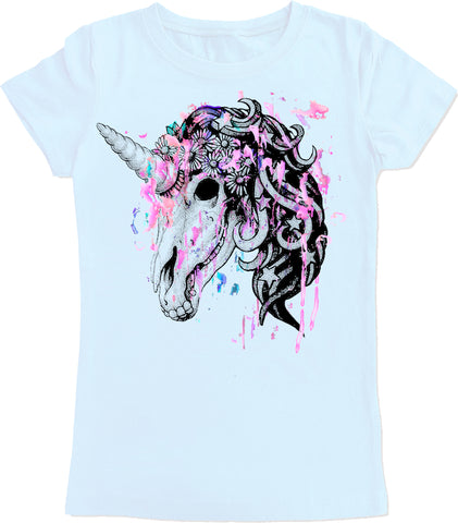 U- SkeleCorn GIRLS Fitted Tee,  Ice Blue (Youth, Adult)