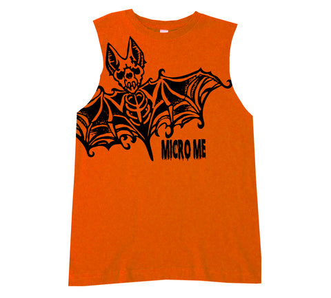 Bat Skelly Muscle Tank, Orange (Infant, Toddler, Youth, Adult)