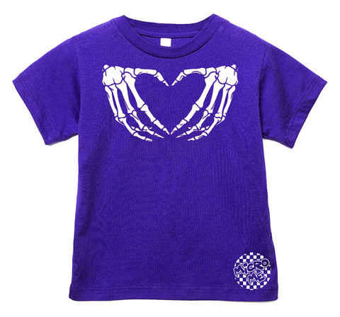 Skelly Heart Hands Tee  Shirt, PURPLE (Infant, Toddler, Youth, Adult)