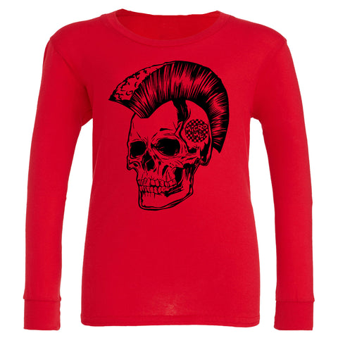 Skelly Mohawk  LS Shirt, Red  (Infant, Toddler, Youth , Adult)