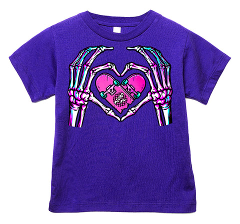 Skelly Heart Hands Tee, Purple  (Infant, Toddler, Youth, Adult)