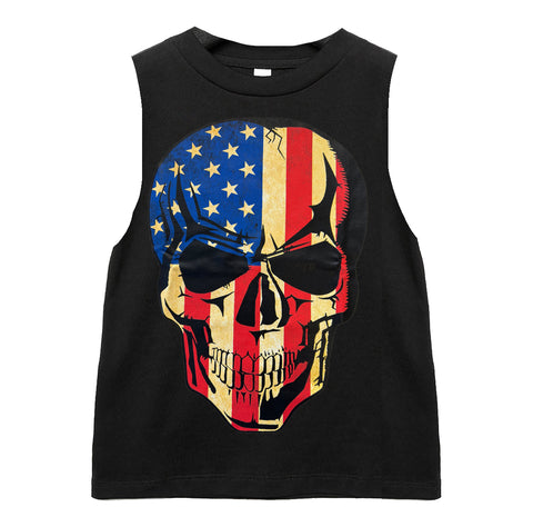 Skull Flag Muscle Tank, Black (Toddler, Youth, Adult)