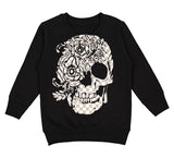 Natural Checks Skull N Roses Crew Sweatshirt, Black (Toddler, Youth, Adult)