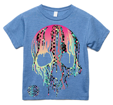 Check Distressed Drip Skull Tee, Carolina (Infant, Toddler, Youth, Adult)