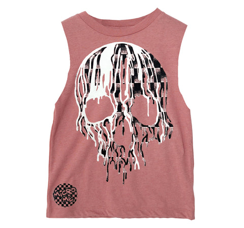 Denim Check Skull Muscle Tank, Clay(Infant, Toddler, Youth, Adult)