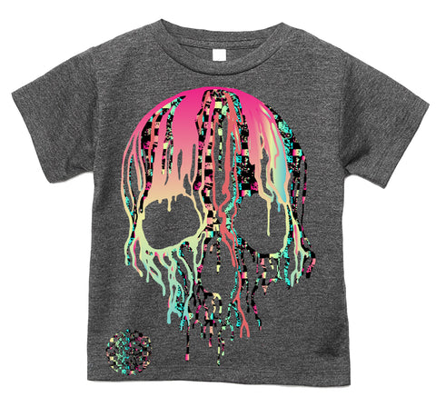 Check Distressed Drip Skull Tee, Dk.Heather (Infant, Toddler, Youth, Adult)