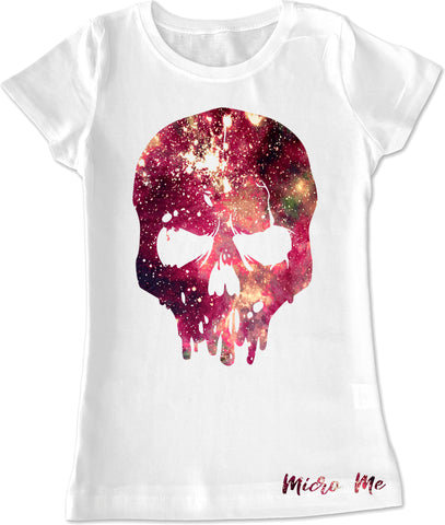 Space Dye Skull GIRLS Fitted Tee, White (infant, toddler, youth)