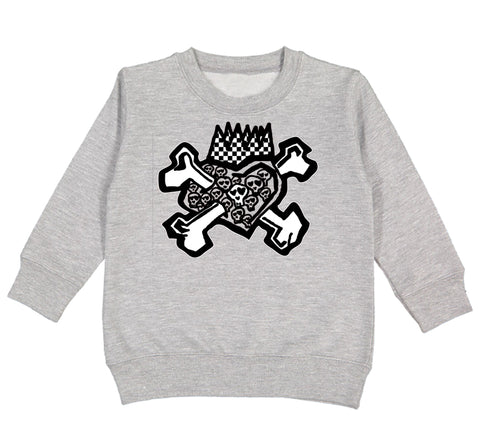 Skull Heart Crew Sweatshirt, Heather (Toddler, Youth, Adult)