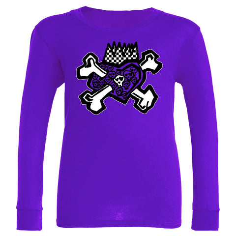 Skull Hearts LS Shirt, Purple (Infant, Toddler, Youth , Adult)