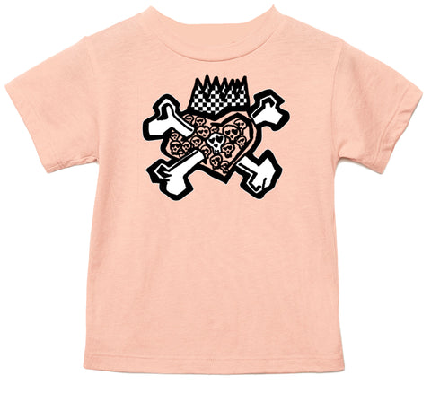 Skull Heart Tee, Peach  (Infant, Toddler, Youth, Adult)