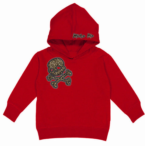 Leopard Skull Hoodie,Red (Toddler, Youth)