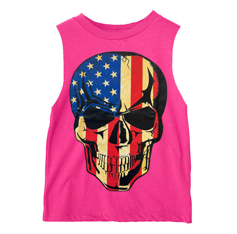 Skull Flag Muscle Tank, Hot PInk (Toddler, Youth, Adult)