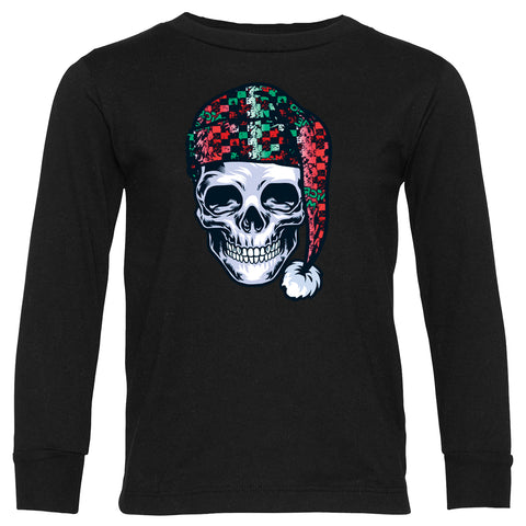 Skull Santa Long Sleeve Shirt, Black (Infant, Toddler, Youth, Adult)
