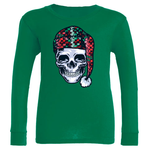 Skull Santa Long Sleeve Shirt, Green (Infant, Toddler, Youth, Adult)