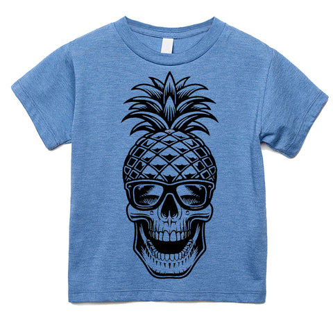 Pineapple Skull Tee, Carolina Blue (Infant, Toddler, Youth, Adult)