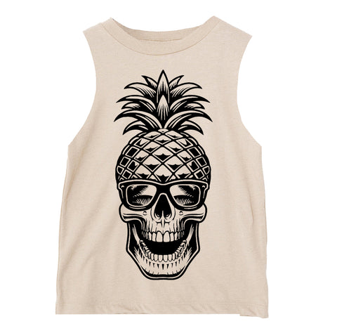 Pineapple Skull  Muscle Tank, Natural  (Toddler, Youth, Adult)