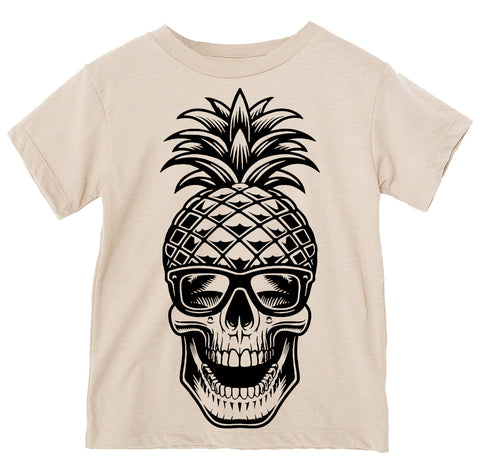 Pineapple Skull  Tee, Natural  (Toddler, Youth, Adult)