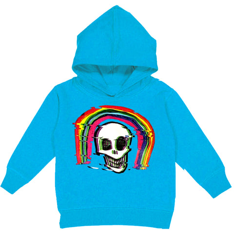 Rainbow Skull Hoodie, Turq (Toddler, Youth, Adult)
