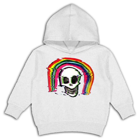 Rainbow Skull Hoodie, White (Toddler, Youth, Adult)
