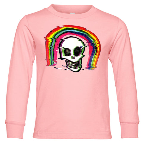 Skull Rainbow Long Sleeve Shirt, Lt.Pink (Toddler, Youth, Adult)