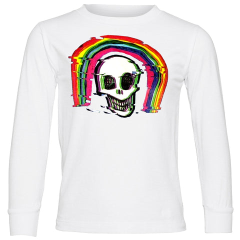 Skull Rainbow Long Sleeve Shirt, White (Toddler, Youth, Adult)