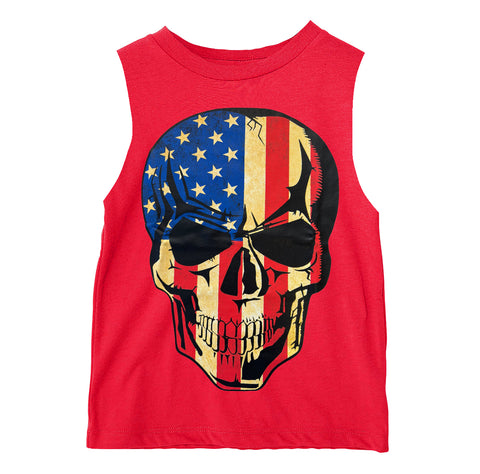 Skull Flag Muscle Tank,  Red (Toddler, Youth, Adult)