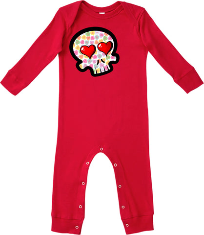 Convo Hearts COLLAB- Skull Romper,Red (Infant)
