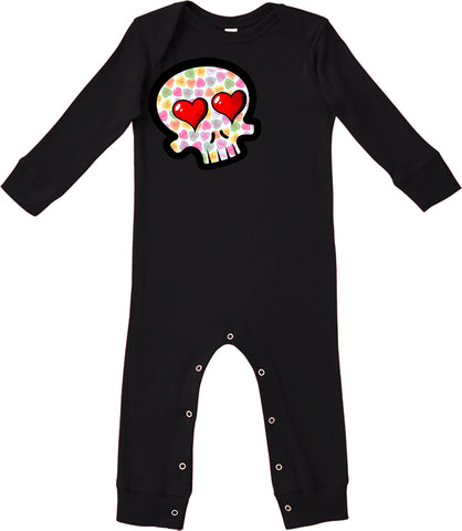 Convo Hearts COLLAB- Skull Romper, Black (Infant)