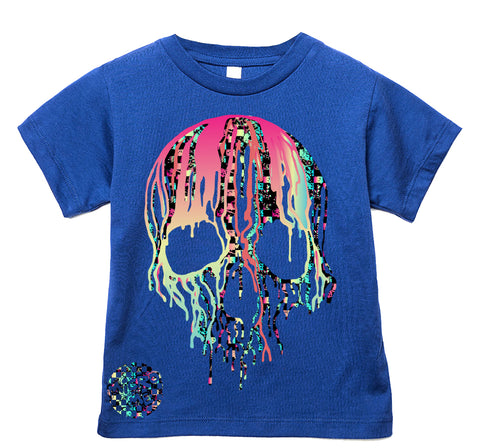 Check Distressed Drip Skull Tee, Royal (Infant, Toddler, Youth, Adult)