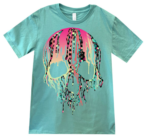 Check Distressed Drip Skull Tee, Saltwater  (Infant, Toddler, Youth, Adult)
