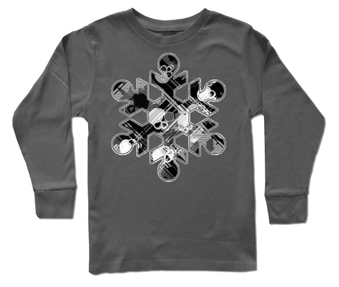 Skull Snowflake LS, Charcoal (Toddler, Youth, Adult)