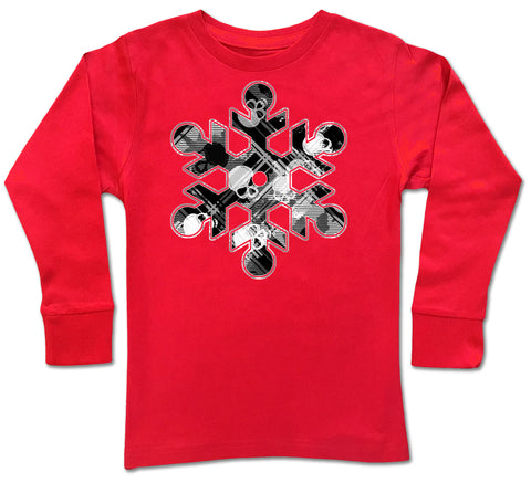 Skull Snowflake LS, Red (Infant, Toddler, Youth, Adult)