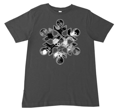 Skull Snowflake, Charcoal (Infant, Toddler, Youth, Adult)