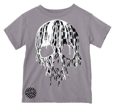 Denim Check Skull Tee, Stone  (Toddler, Youth, Adult)