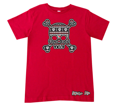 Skull Sweater Tee, Red (Infant, Toddler, Youth, Adult)