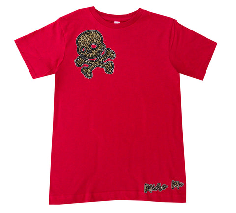 Leopard Skull Tee, Red (Infant, Toddler, Youth)
