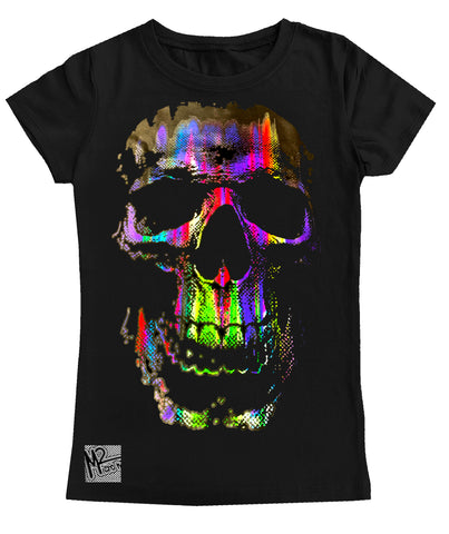 NS-Neon Track Skull GIRLS Fitted Tee, Black (Toddler, Youth, Adult)