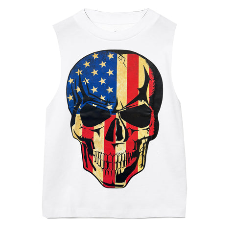 Skull Flag Muscle Tank, White (Toddler, Youth, Adult)