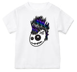 Skully Hawk Distressed Checks Tee, White  (Infant, Toddler, Youth, Adult)