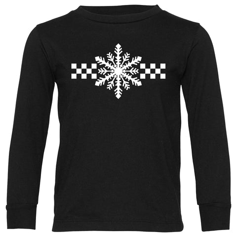 Snowflake Checkers Long Sleeve Shirt, Black (Infant, Toddler, Youth, Adult)